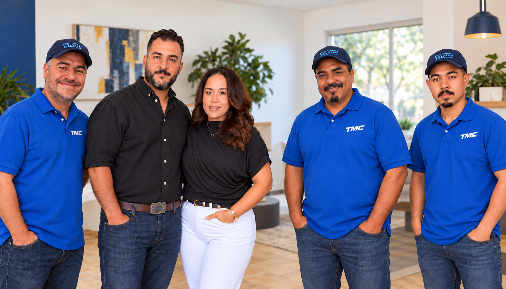 The Magical Clean owners Khoury and Melissa with technicians Osman, Luis, and Diego